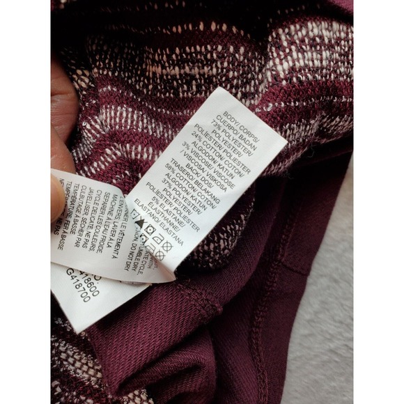 Lucky Brand Cardigan Sweater Women Small Burgundy Stripe Polyester Cliffside Zip - Picture 8 of 9